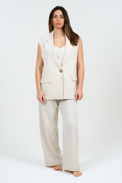 GILET DONNA CON SCOLLO A V E BOTTONE FIORENZA AMADORI 87008