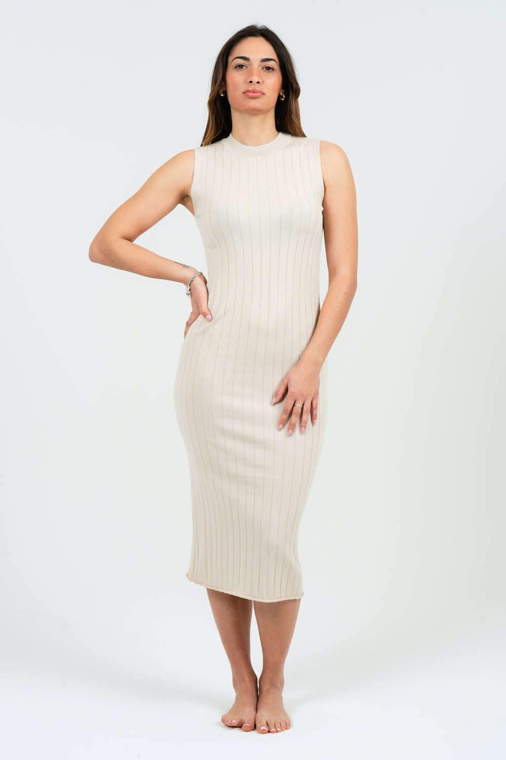 ABITO DONNA SMANICATO LUNGO A COSTINE FIORENZA AMADORI MS050