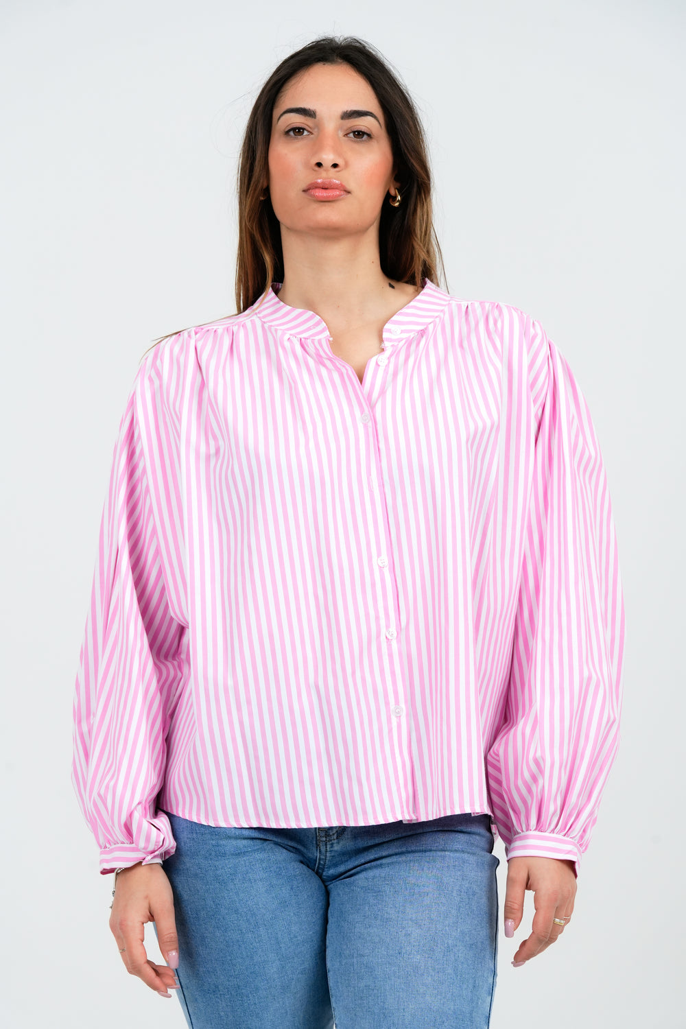 CAMICIA DONNA COLLO COREANA MANICA LUNGA A PALLONCINO FIORENZA AMADORI 599183
