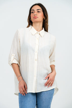 CAMICIA DONNA RIGATA MANICA TRE QUARTI FIORENZA AMADORI 25043