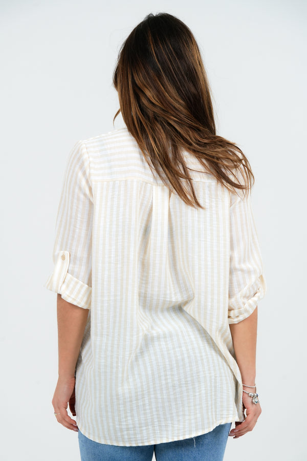 CAMICIA DONNA RIGATA MANICA TRE QUARTI FIORENZA AMADORI 25043