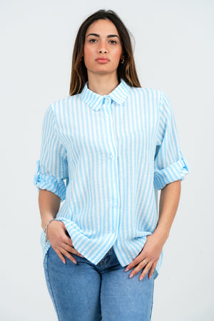 CAMICIA DONNA RIGATA MANICA TRE QUARTI FIORENZA AMADORI 25043
