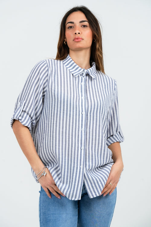 CAMICIA DONNA RIGATA MANICA TRE QUARTI FIORENZA AMADORI 25043