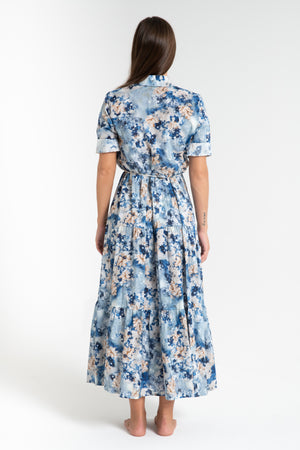 ABITO LUNGO DONNA FLOREALE AZZURRO FIORENZA AMADORI MC32.272
