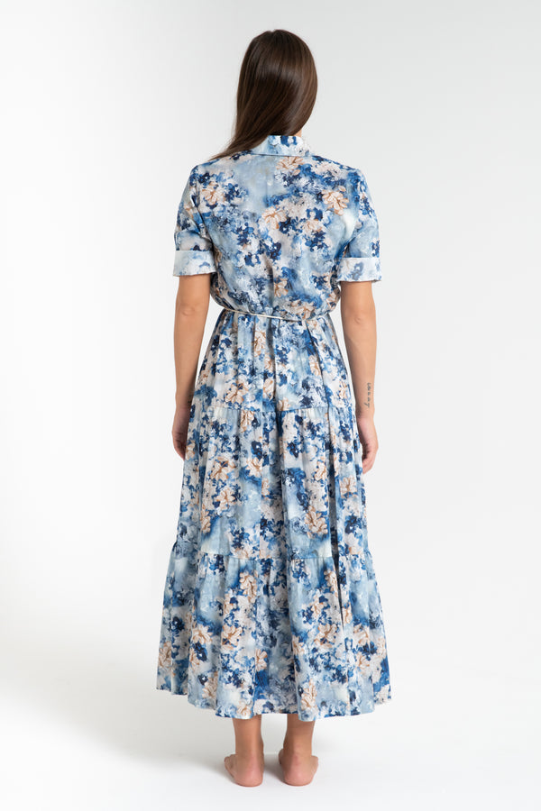 ABITO LUNGO DONNA FLOREALE AZZURRO FIORENZA AMADORI MC32.272