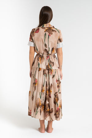 ABITO LUNGO DONNA FLOREALE BEIGE FIORENZA AMADORI MC32.272