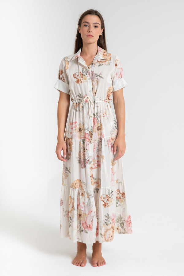 ABITO LUNGO DONNA FLOREALE PANNA FIORENZA AMADORI MC32.272