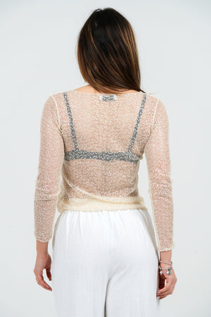 MAGLIA DONNA MANICA LUNGA TRASPARENTE IN LUREX FIORENZA AMADORI MM188.721