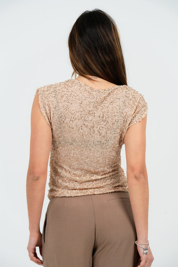 MAGLIA SMANICATA CON BLUGLE BEADS FIORENZA AMADORI M6325