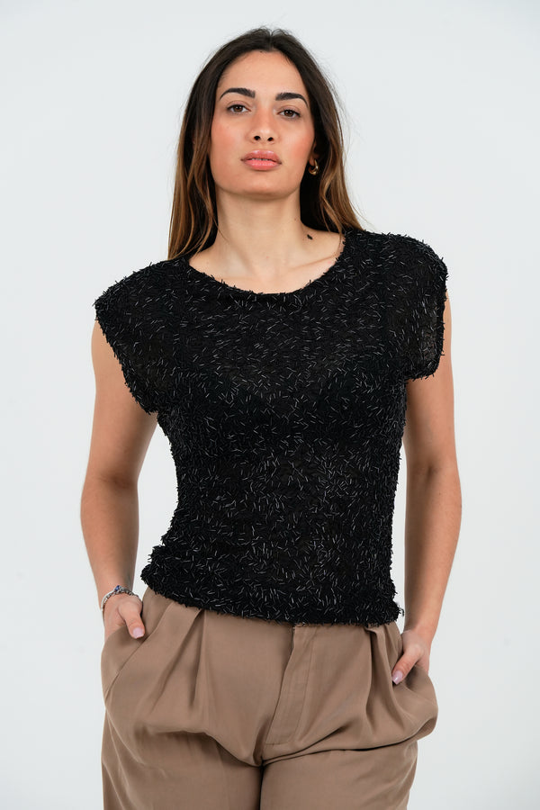 MAGLIA SMANICATA CON BLUGLE BEADS FIORENZA AMADORI M6325