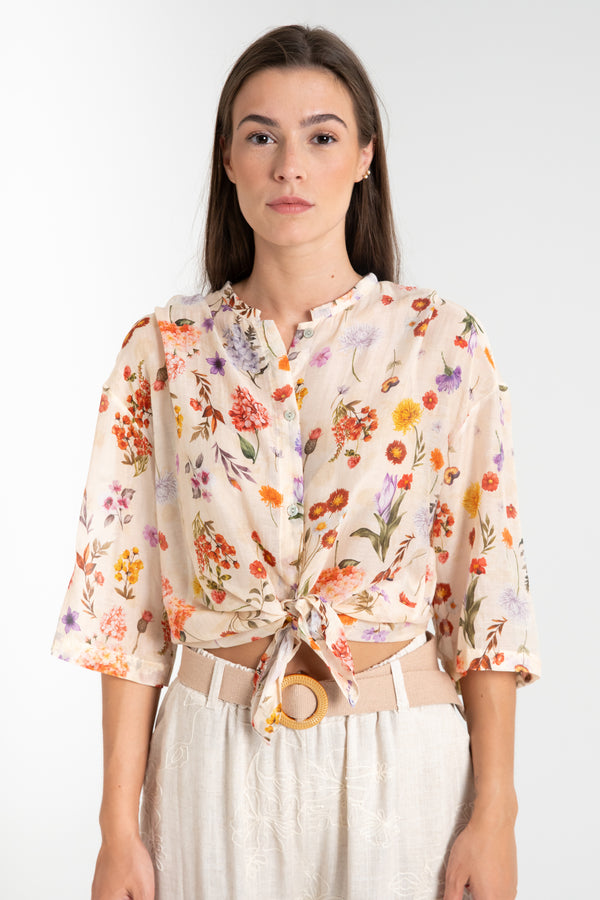 CAMICIA DONNA NODO FLOREALE FIORENZA AMADORI MC93.242