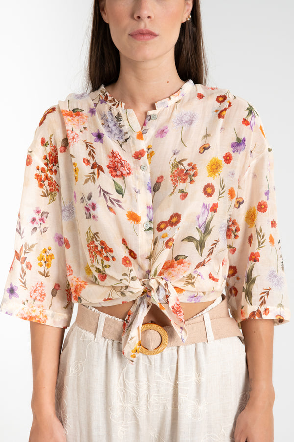 CAMICIA DONNA NODO FLOREALE FIORENZA AMADORI MC93.242