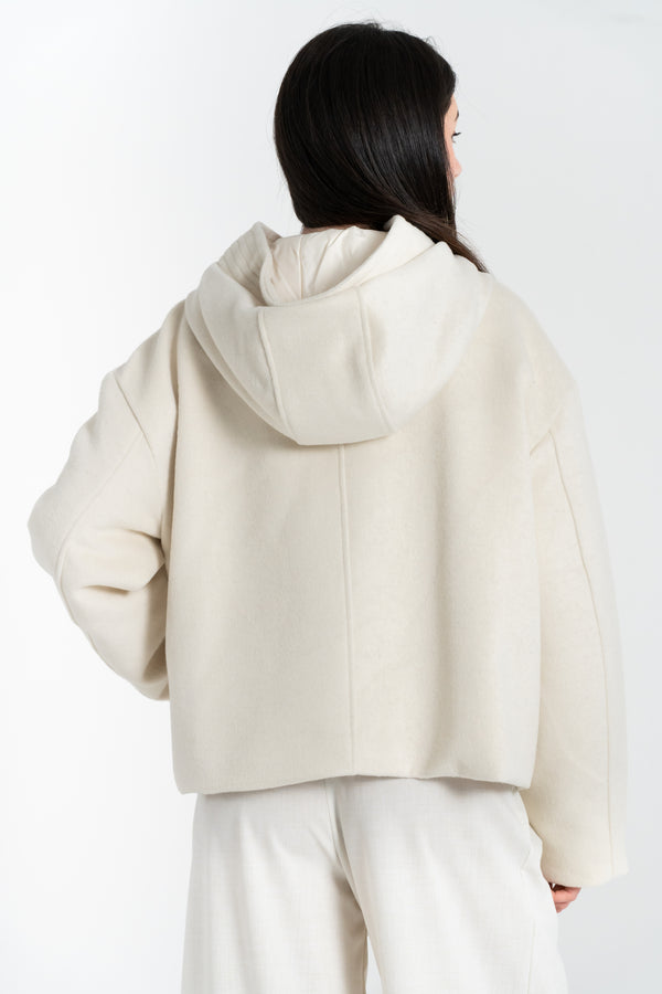 CAPPOTTO DONNA CORTO CON CAPPUCCIO FIORENZA AMADORI G6856