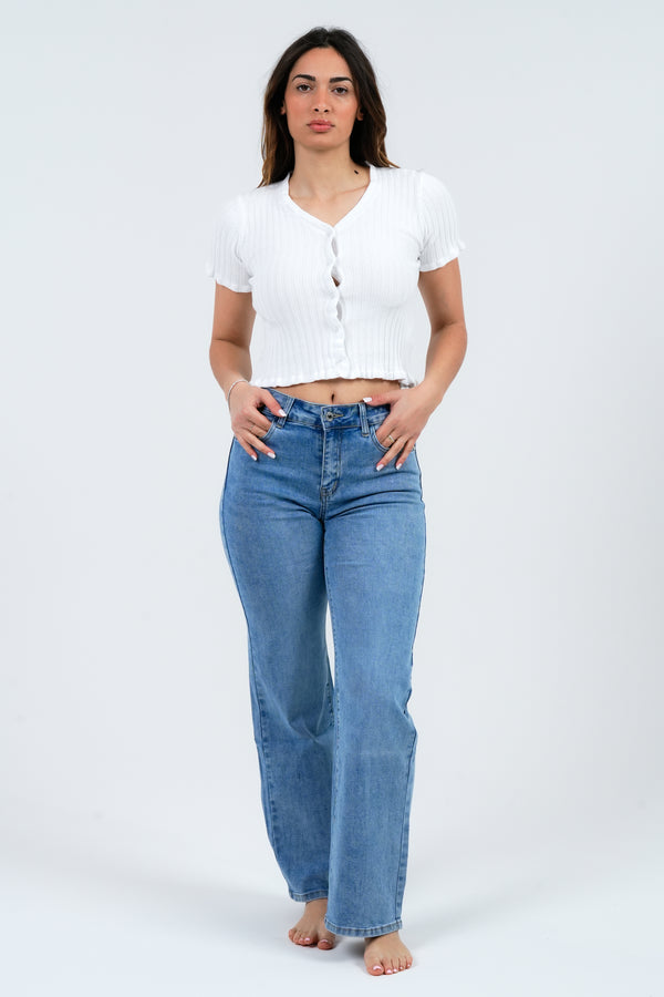 MAGLIA CROP DONNA A COSTINE CON BOTTONI FIORENZA AMADORI 25201