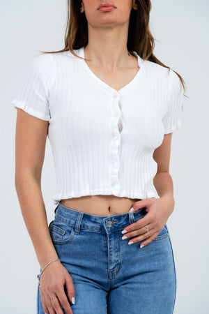 MAGLIA CROP DONNA A COSTINE CON BOTTONI FIORENZA AMADORI 25201