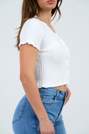 MAGLIA CROP DONNA A COSTINE CON BOTTONI FIORENZA AMADORI 25201