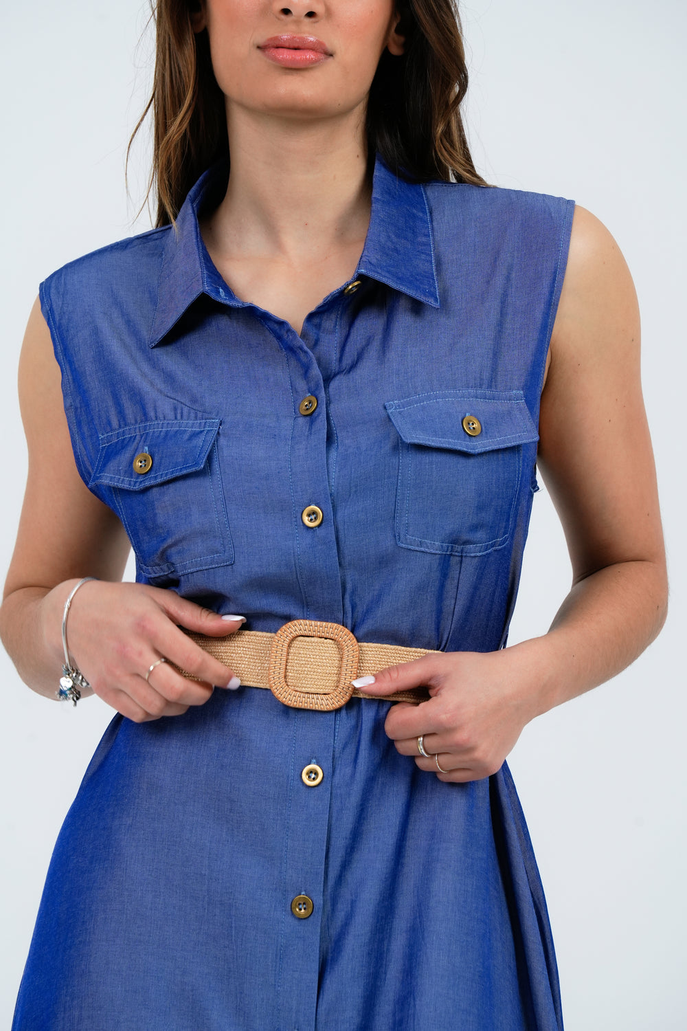ABITO LUNGO DONNA IN VISCOSA EFFETTO DENIM FIORENZA AMADORI J106