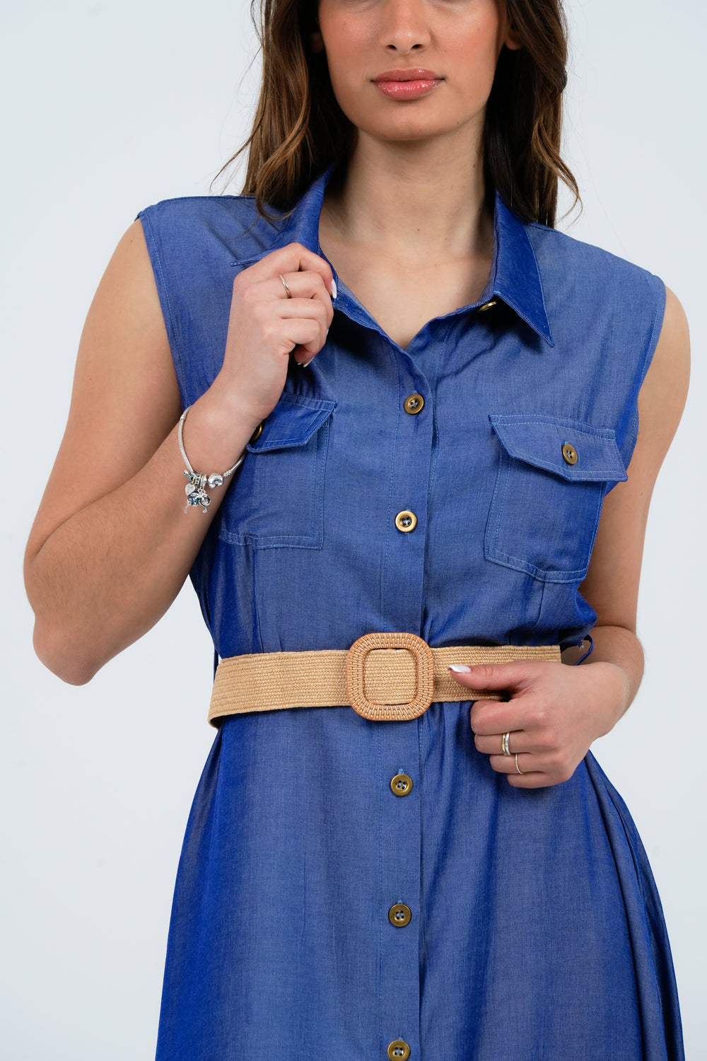 ABITO LUNGO DONNA IN VISCOSA EFFETTO DENIM FIORENZA AMADORI J106