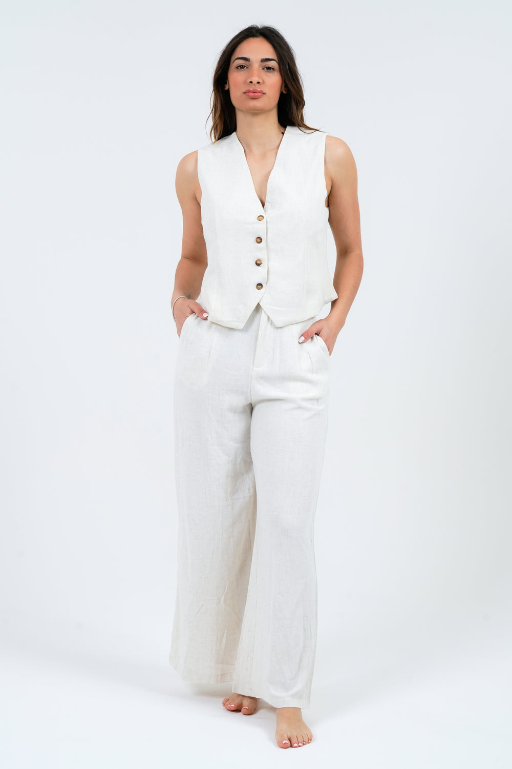 PANTALONE PALAZZO DONNA EFFETTO LINO FIORENZA AMADORI FY9190