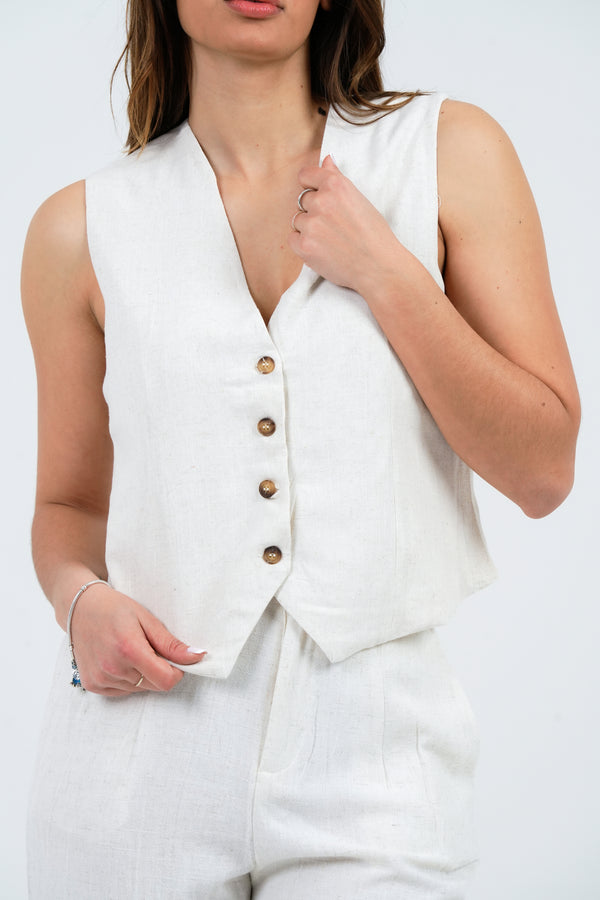 GILET DONNA EFFETTO LINO FIORENZA AMADORI J162