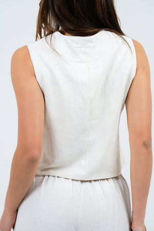 GILET DONNA EFFETTO LINO FIORENZA AMADORI J162