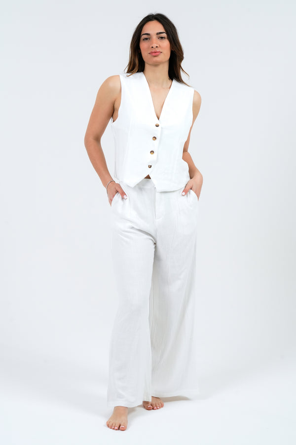 PANTALONE PALAZZO DONNA EFFETTO LINO FIORENZA AMADORI FY9190
