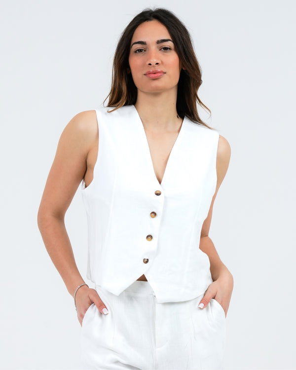 GILET DONNA EFFETTO LINO FIORENZA AMADORI J162