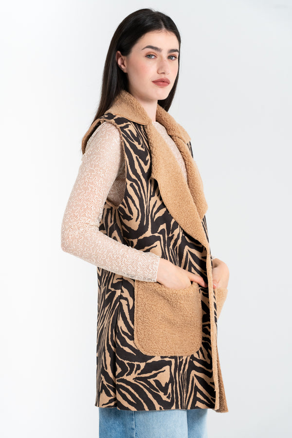 GILET LUNGO DONNA EFFETTO ORSETTO FIORENZA AMADORI 20125