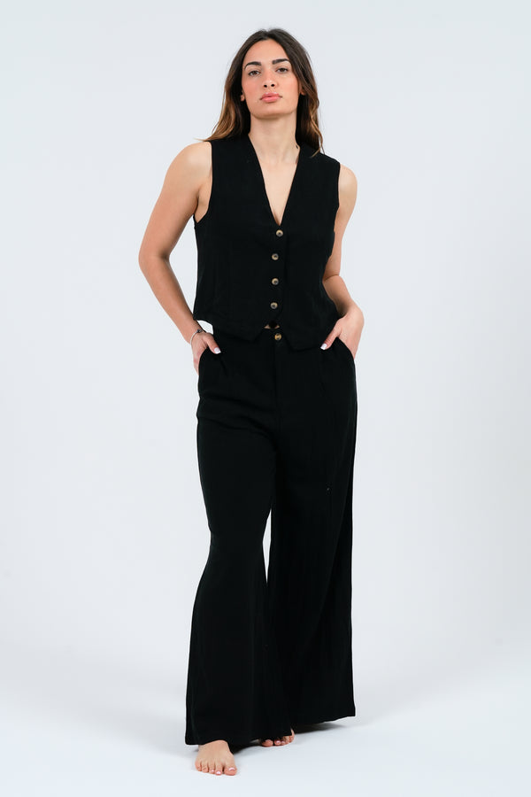 PANTALONE PALAZZO DONNA EFFETTO LINO FIORENZA AMADORI FY9190