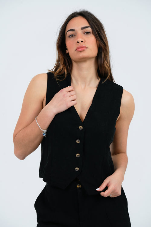 GILET DONNA EFFETTO LINO FIORENZA AMADORI J162