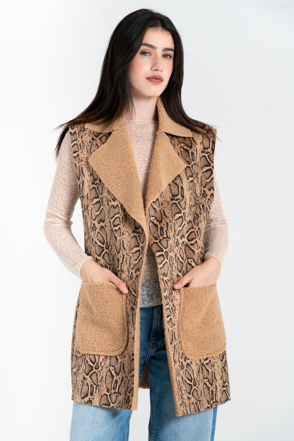 GILET LUNGO DONNA EFFETTO ORSETTO FIORENZA AMADORI 20125