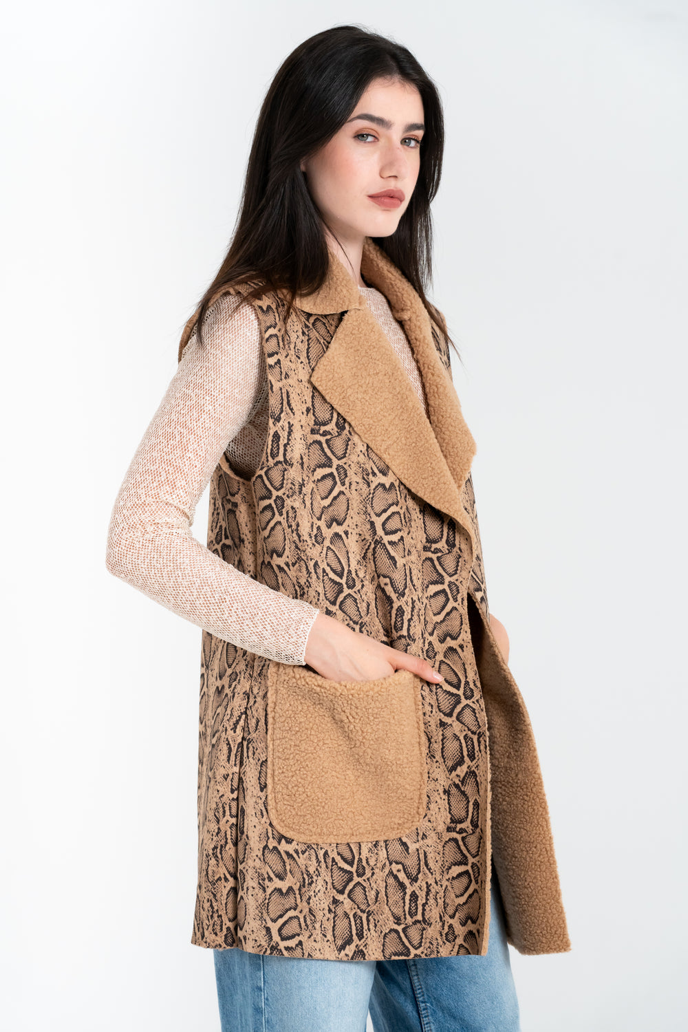 GILET LUNGO DONNA EFFETTO ORSETTO FIORENZA AMADORI 20125