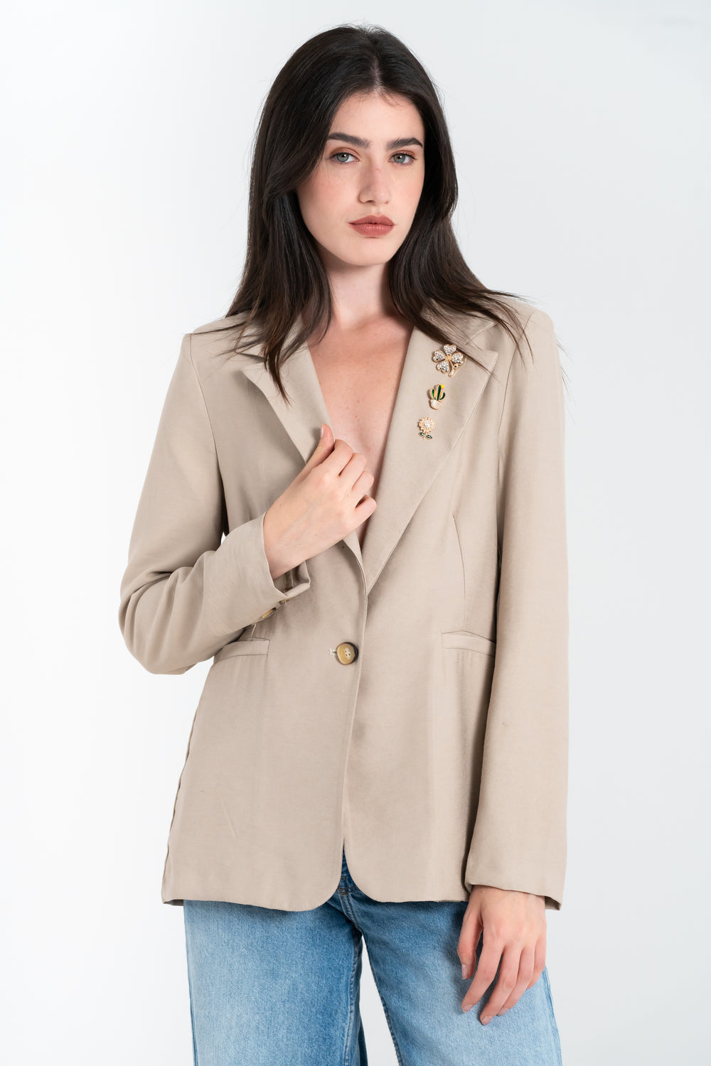 GIACCA DONNA DETTAGLIO SPILLE FIORENZA AMADORI MG131.181