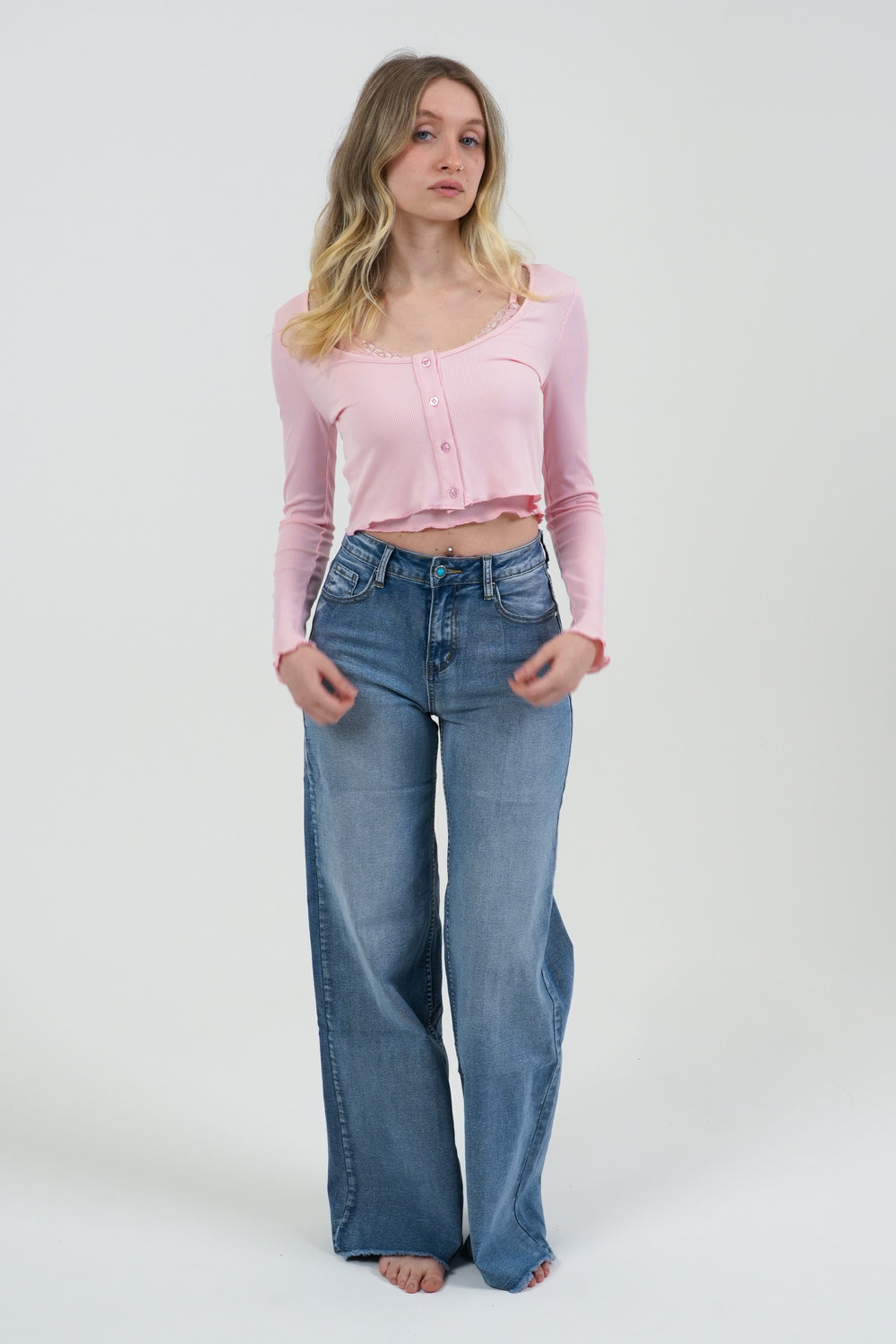 JEANS DONNA A PALAZZO TAGLIO VIVO FIORENZA AMADORI T501
