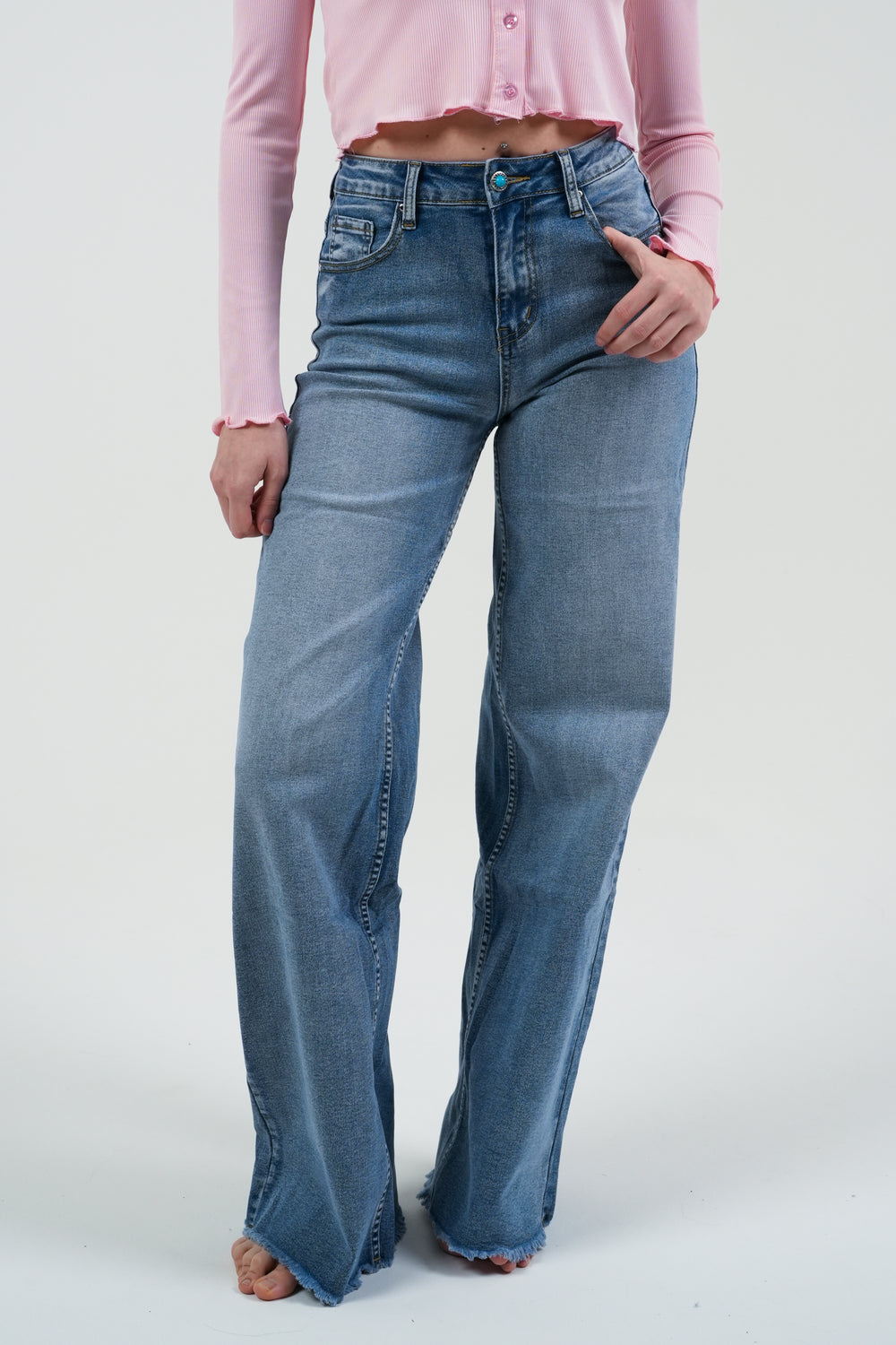 JEANS DONNA A PALAZZO TAGLIO VIVO FIORENZA AMADORI T501
