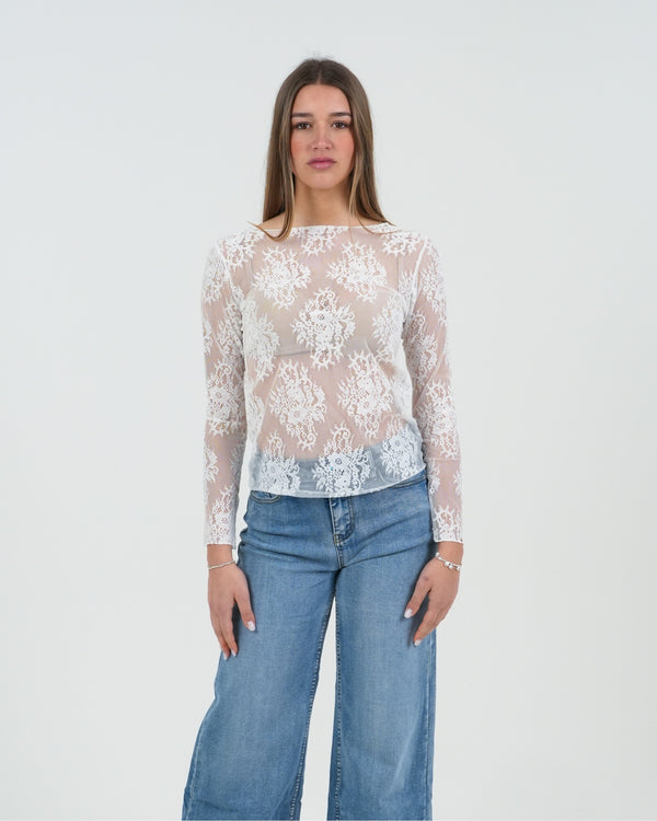 MAGLIA DONNA MANICA LUNGA PIZZO FIORENZA AMADORI MM188.722