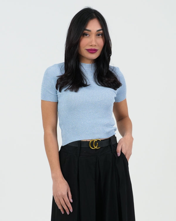 T-SHIRT DONNA A COSTINE E LUREX MANICA CORTA FIORENZA AMADORI 24181