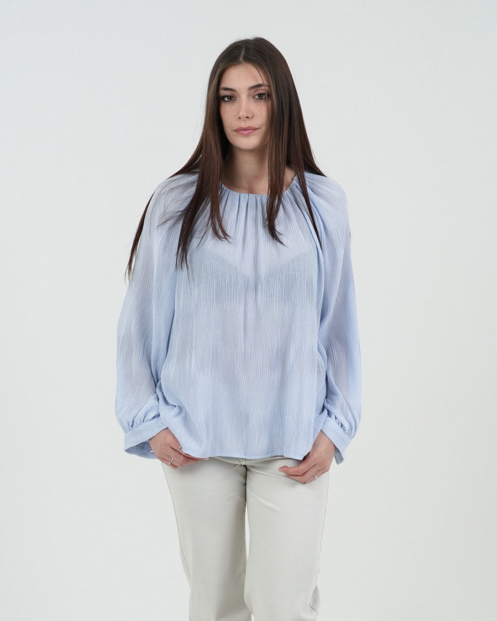 CASACCA DONNA PLISSE' GIROCOLLO MANICA LUNGA FIORENZA AMADORI 240491