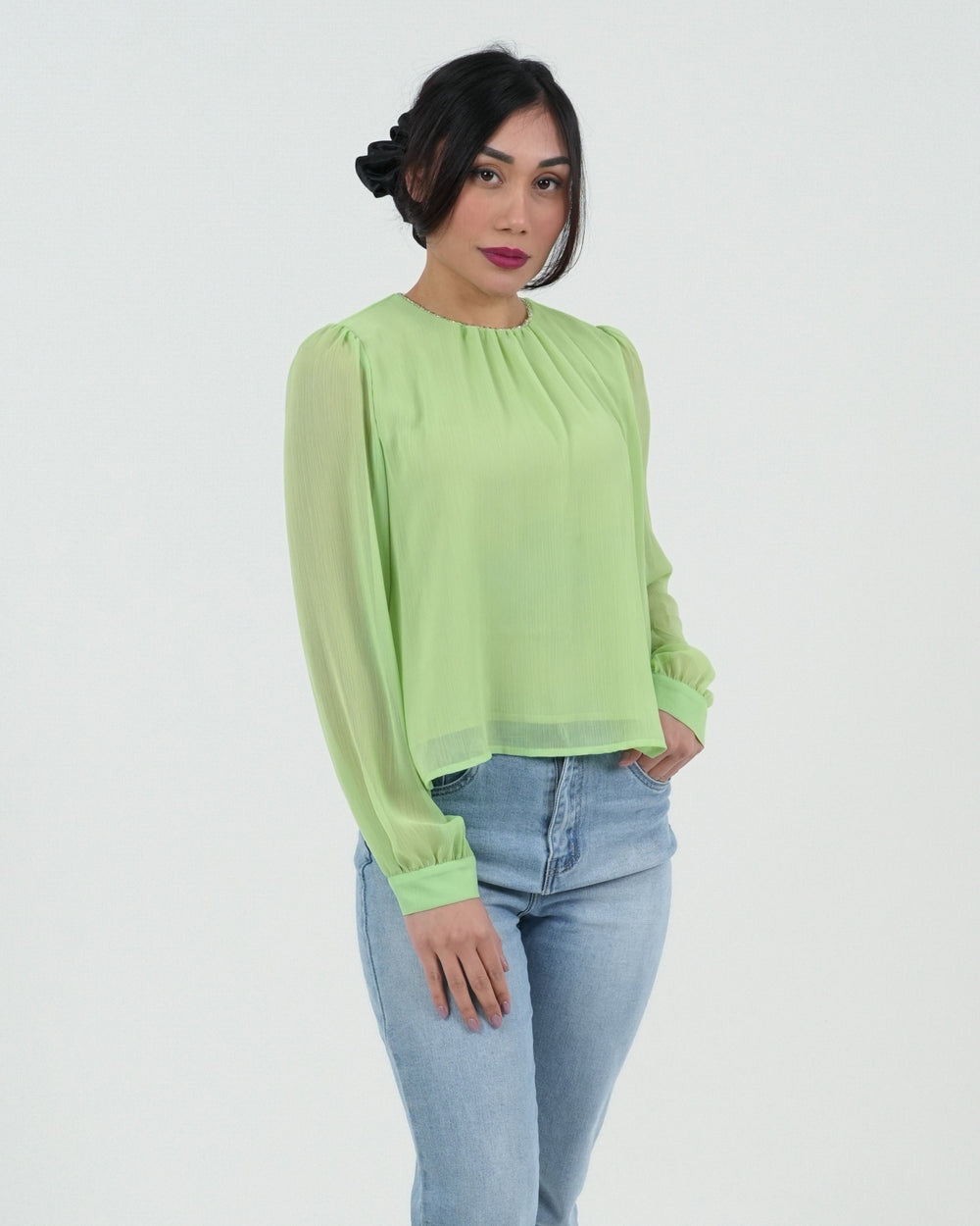 MAGLIA DONNA MANICA LUNGA GIROCOLLO SWAROVSKI 240468