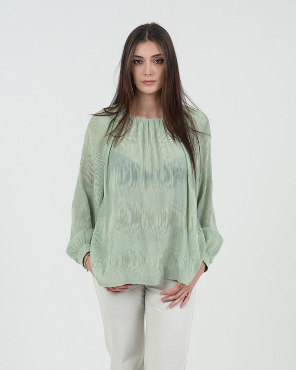 CASACCA DONNA PLISSE' GIROCOLLO MANICA LUNGA FIORENZA AMADORI 240491