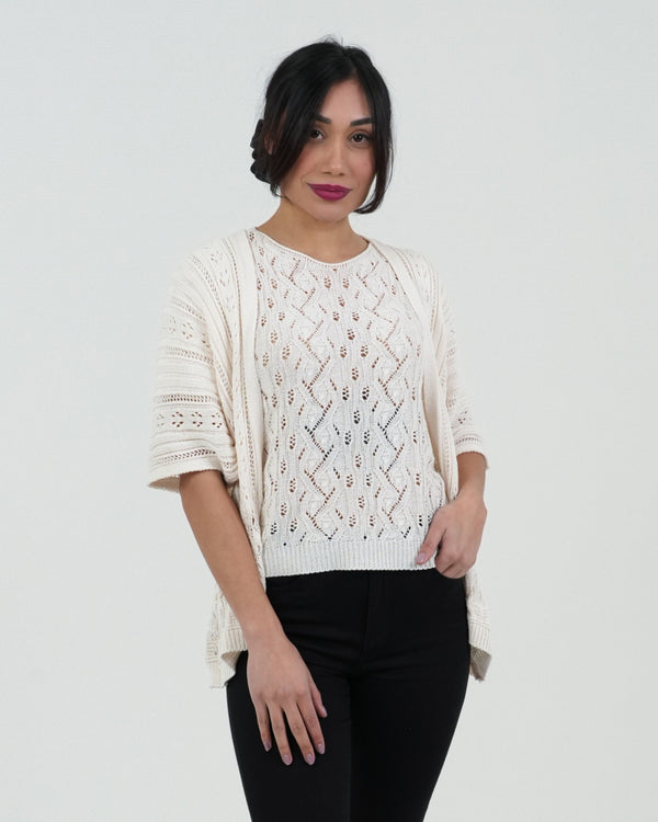 CARDIGAN DONNA RICAMATO MANICA CORTA FIORENZA AMADORI 25200