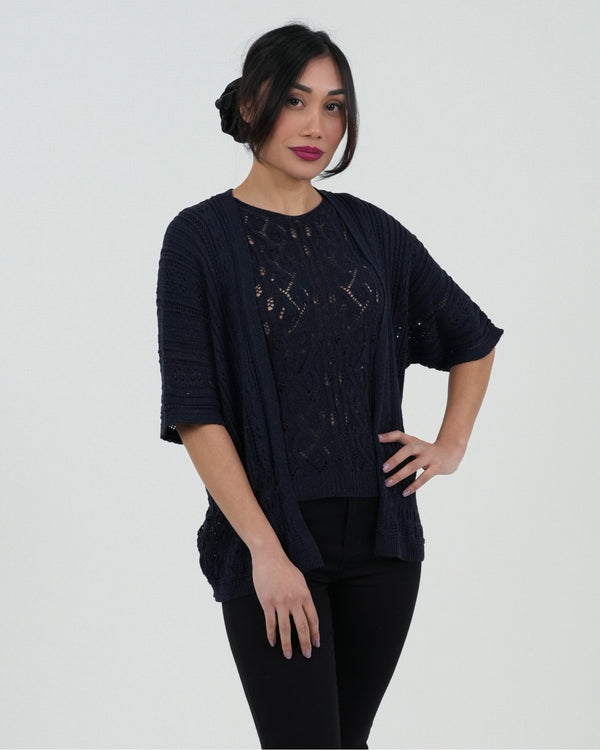 CARDIGAN DONNA RICAMATO MANICA CORTA FIORENZA AMADORI 25200