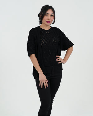 CARDIGAN DONNA RICAMATO MANICA CORTA FIORENZA AMADORI 25200