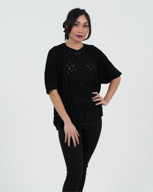 CARDIGAN DONNA RICAMATO MANICA CORTA FIORENZA AMADORI 25200
