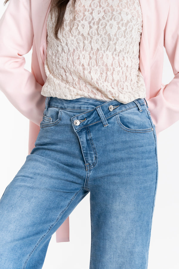 JEANS WIDE LEG CHIUSURA ASIMMETRICA FIORENZA AMADORI WH3387