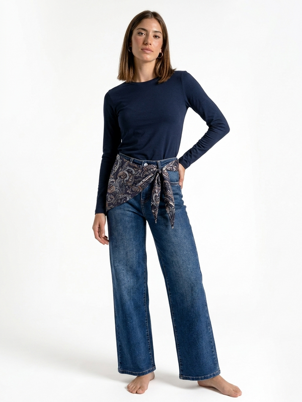 JEANS CON FOULARD IN VITA FIORENZA AMADORI WH3626