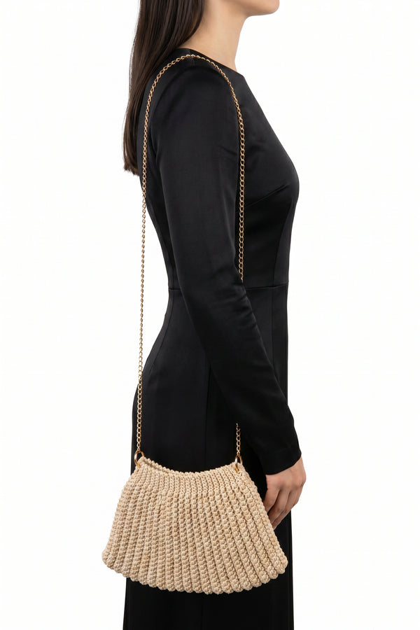 BORSA CROCHE INTRECCIATA ARTIGIANALE FIORENZA AMADORI LUMIÈRE 