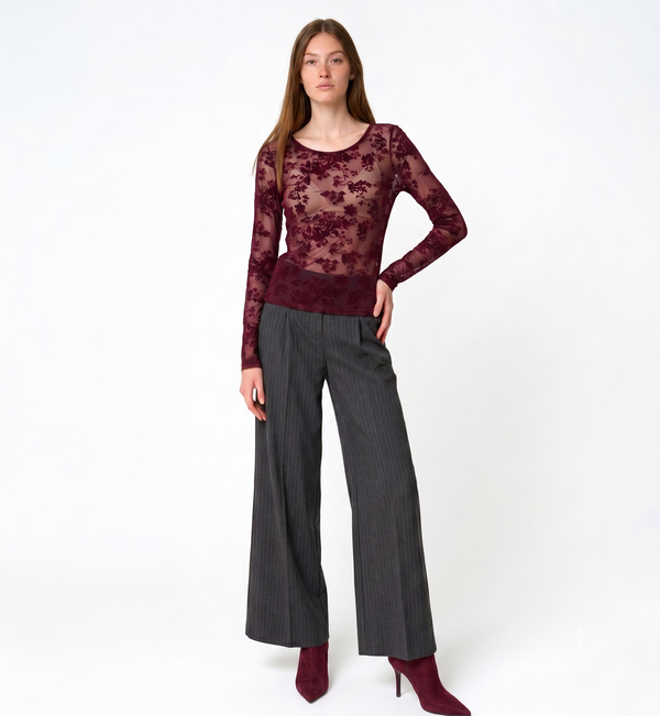 Maglia pizzo trasparente Fiorenza Amadori M6807