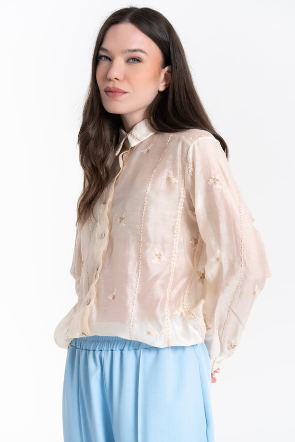 CAMICIA CON RICAMO FLOREALE FIORENZA AMADORI MC168.887