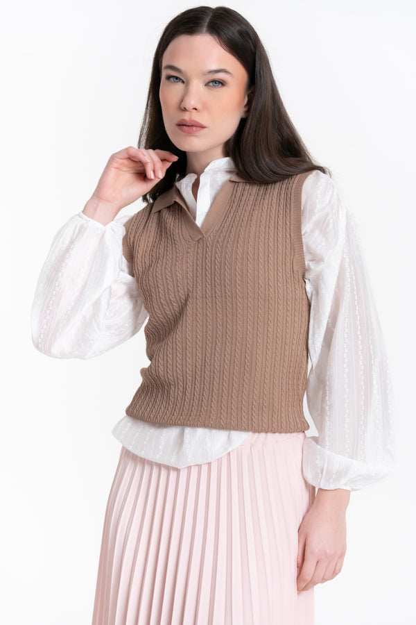 POLO IN MAGLIA A TRECCE FIORENZA AMADORI GG-33790